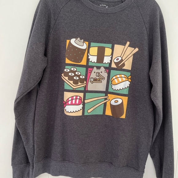 PUSHEEN Unisex Grey Sushi Pullover Sweatshirt Size Large - Picture 8 of 9
